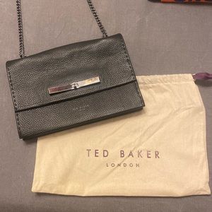 Ted Baker chain strap cross body purse.  Black leather
